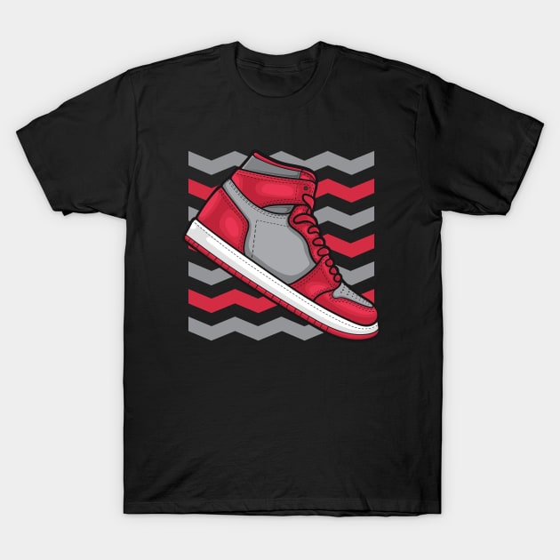 AJ 1 High Gym Red Wolf Grey Sneaker T-Shirt by milatees